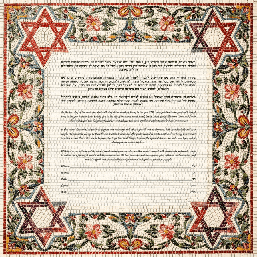 Mosaic style ketubah example