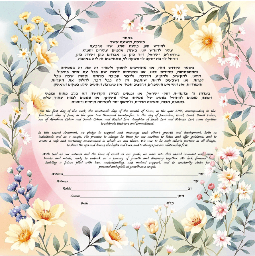 Watercolor style ketubah example